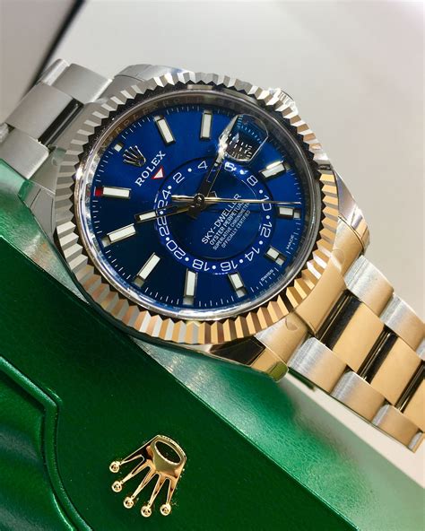 rolex dweller silber blau|Rolex sky dweller watch.